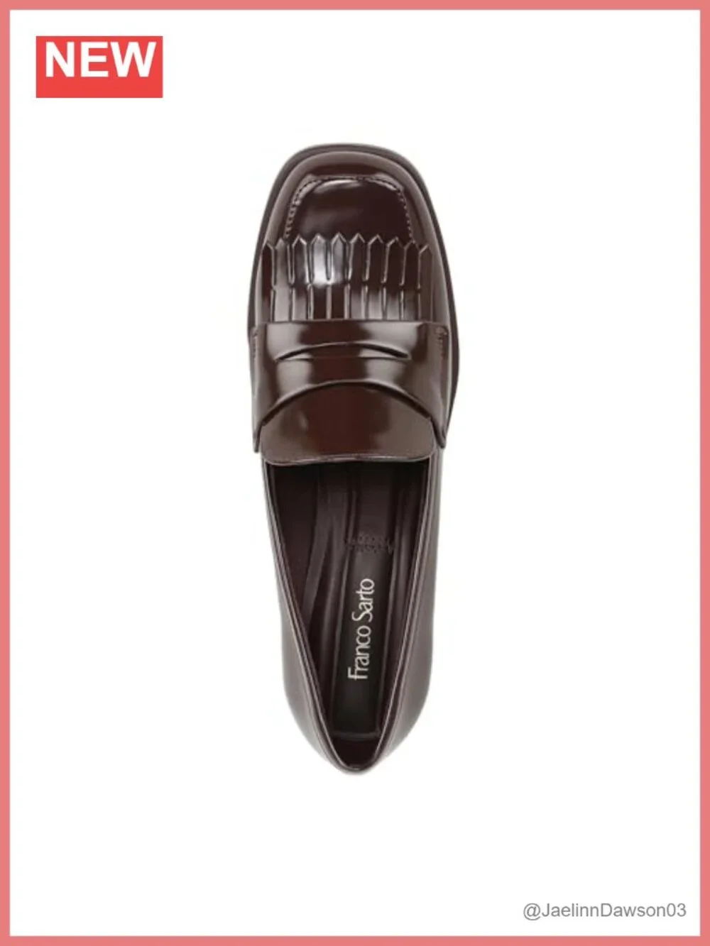 Franco Sarto Elian Block Heel Slip-On Loafer Square Toe PU Leather